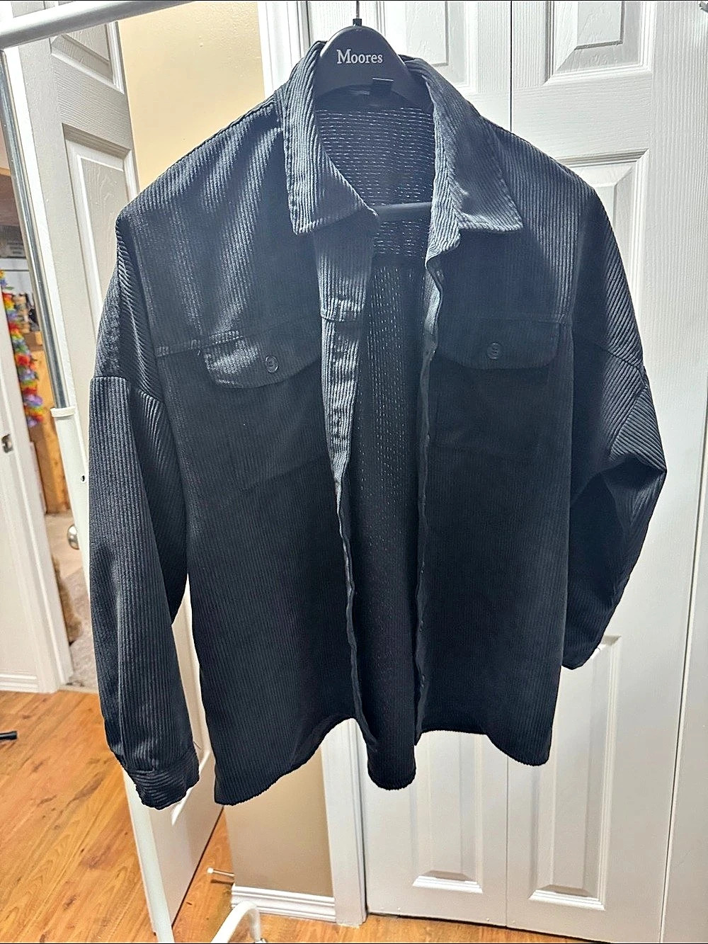Streetwear Society Black Ribbed Utility Jacket/Shirt Size XL